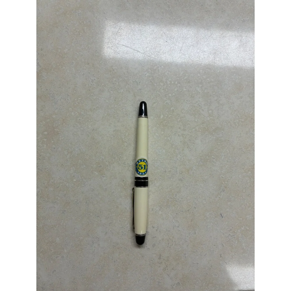 Retro 51 Script Fountain Pen Empty Casing Ivory Black Chrome Vintage Style